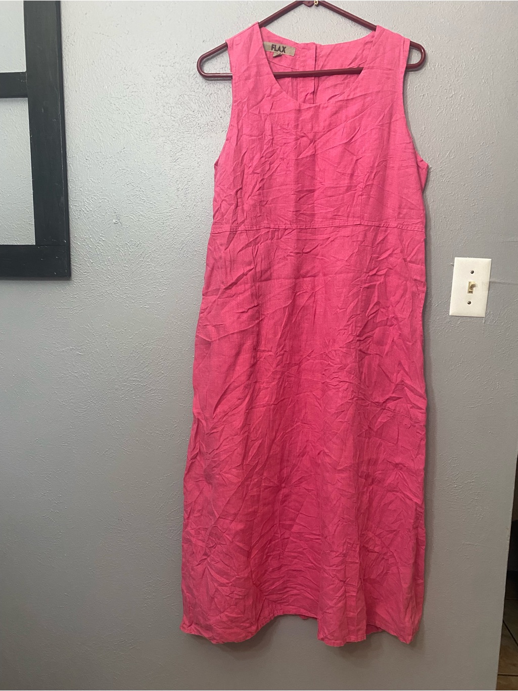Flax Bright Pink Sleeveless Linen Maxi Dress Small